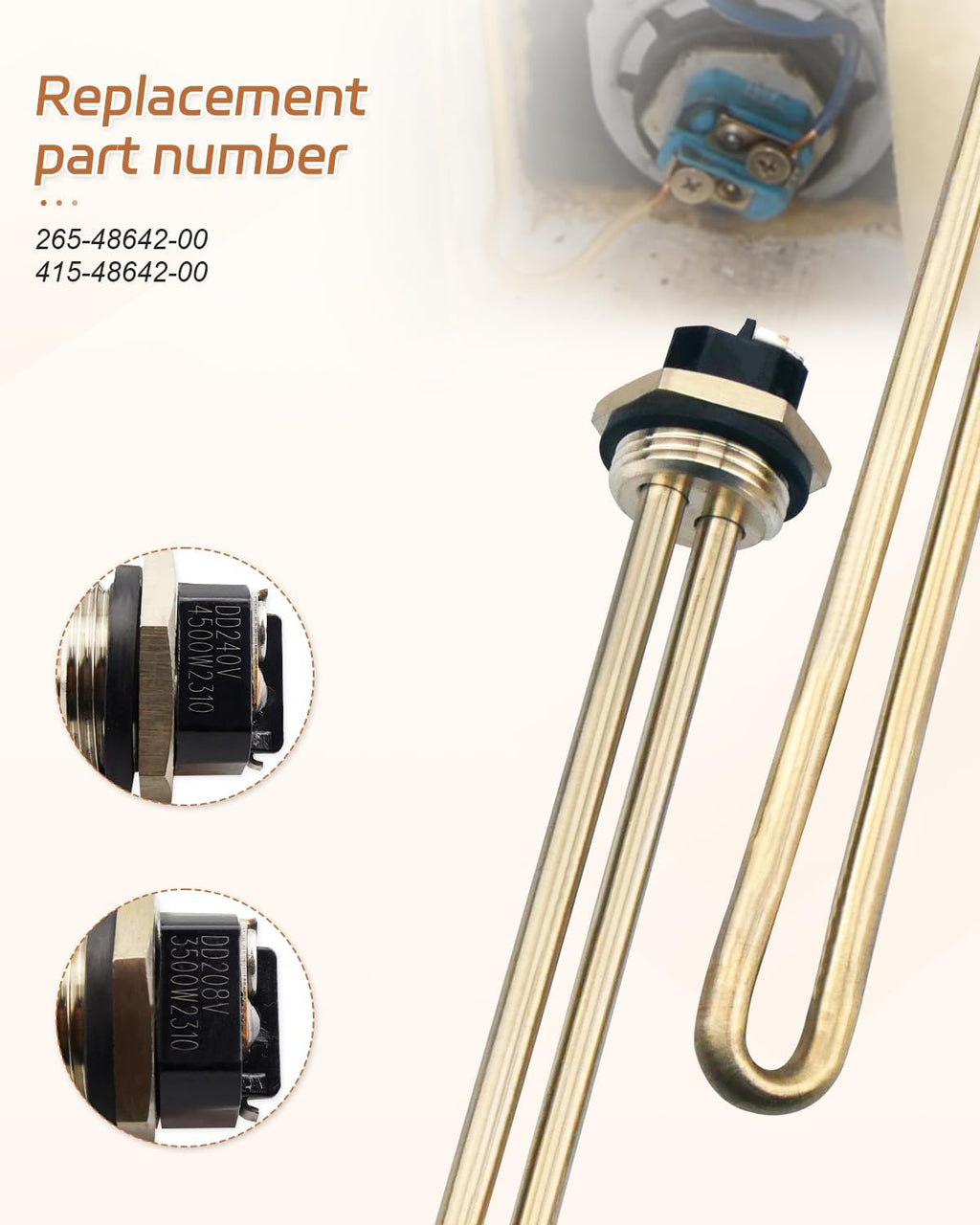 Water Heater Element Fit for Bradford White #265-48642-00 415-48642-00