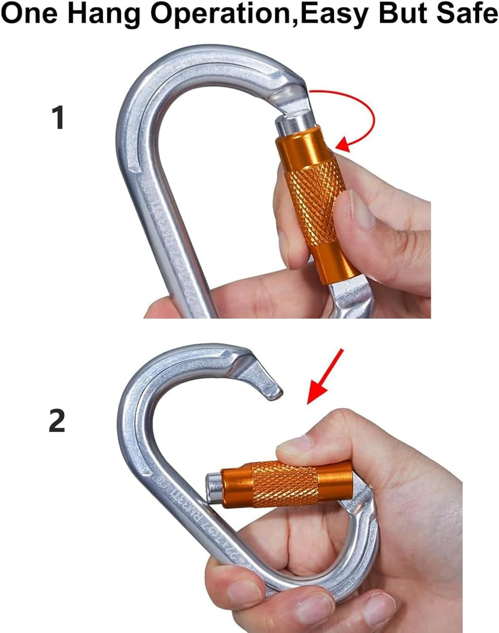 Auto Locking Rock Climbing Carabiner Clips, Heavy Duty Asymmetrical Carabiner Connector Used for Rappelling Rescue