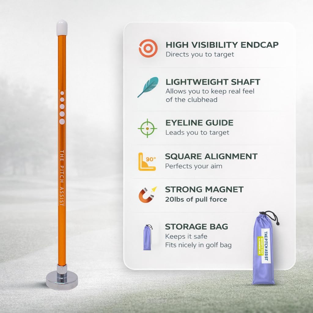 THE Pitch Assist Golf Magnetic Alignment Rods Club Face Magnet | Golf Training Aid Alignment Stick for Precise Aim