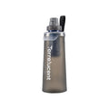 Collapsible Water Filter Bottle with Carabiner, 750ml | Gray, 0.1 μm Hollow Fiber Membrane & Activated Carbon