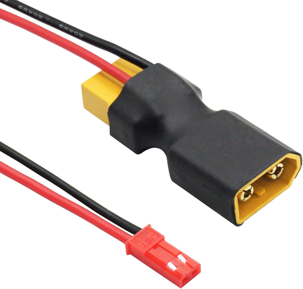 2Pair XT60 Connector Adapter with JST Plug 3", 20AWG Cable Gold Plated Plug