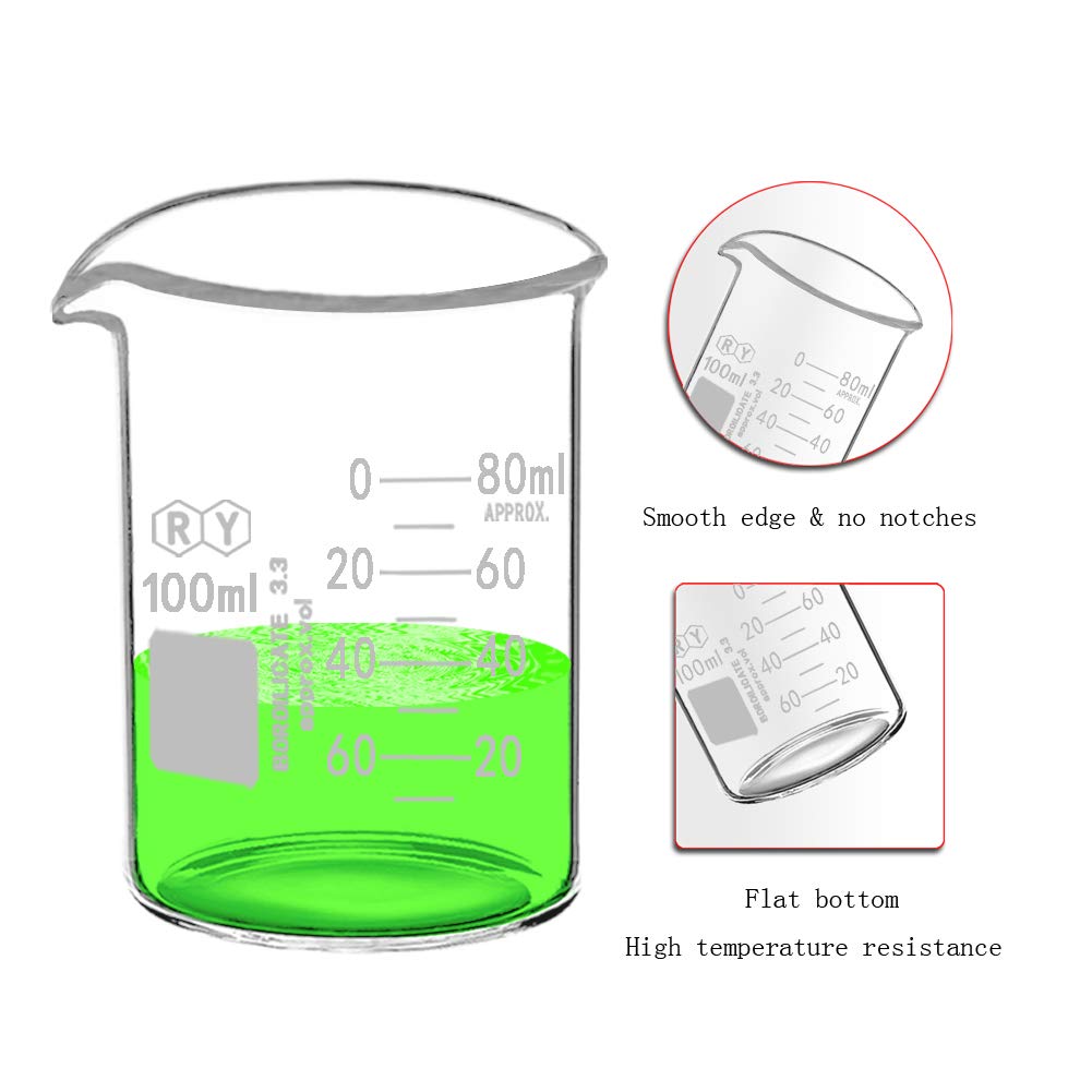 4-Piece Borosilicate Glass Beaker Set, 10-250 mL