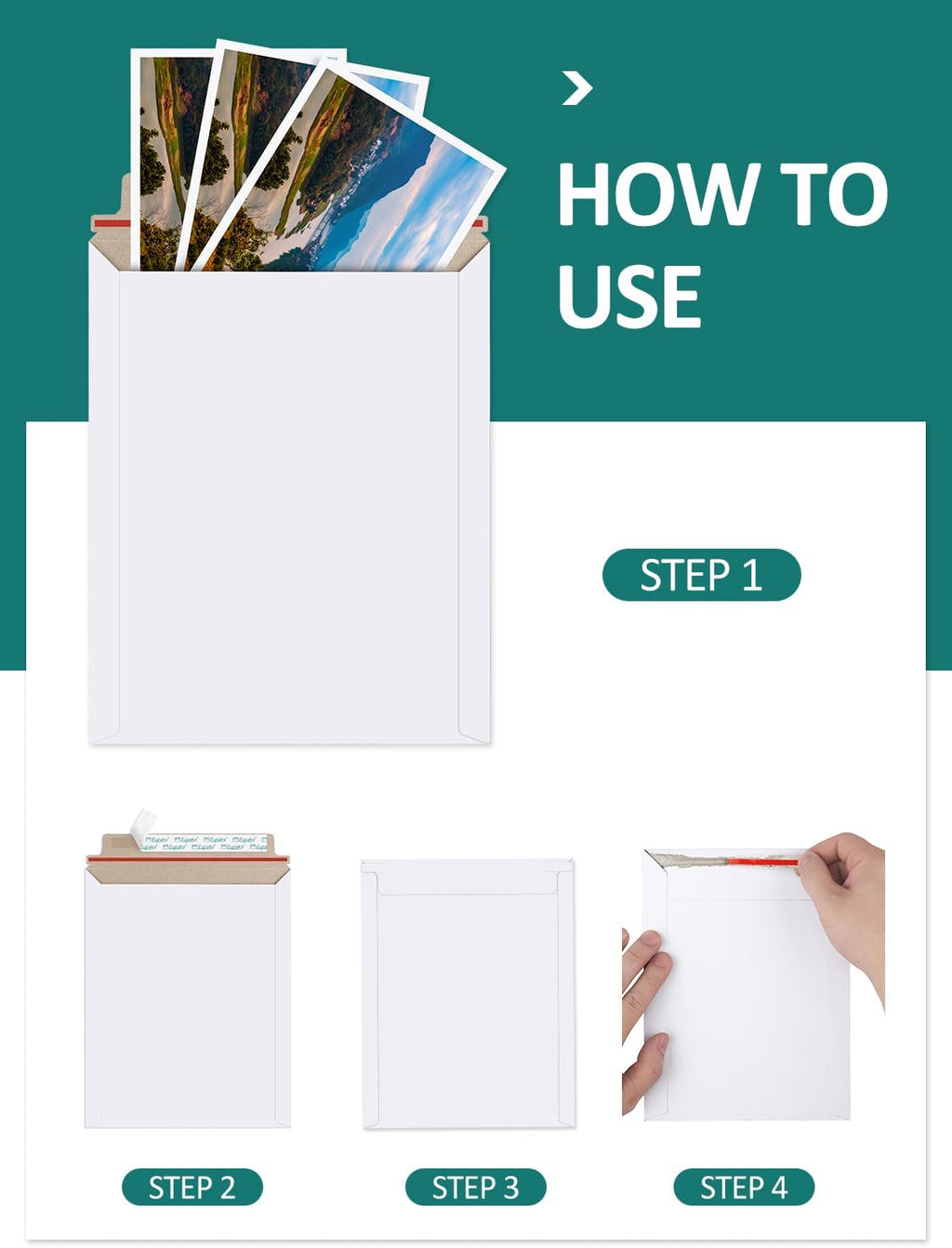 9x11.5" 25 Pack Photo Document Mailer White Stay Flat Self-Seal Cardboard Envelopes for CDs, Pictures, Documents