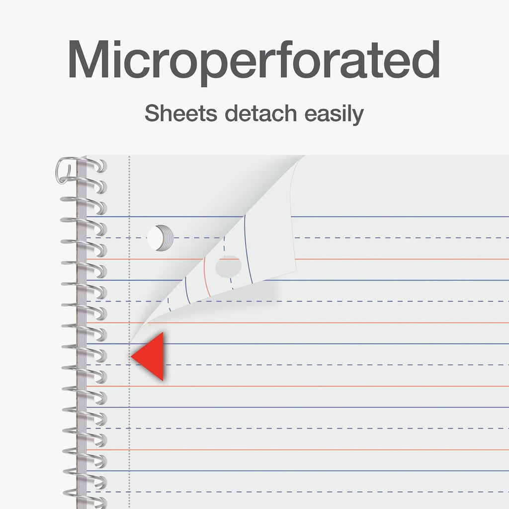 Oxford Primary Ruled Spiral Notebooks, Writing/Drawing Practice for Kids, Grades Pre-K, K-2, 70 Sheets, 8 x 10.5