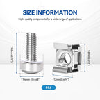 30-Pack 304 Stainless Steel M6*20mm Rack Screws & Cage Nuts