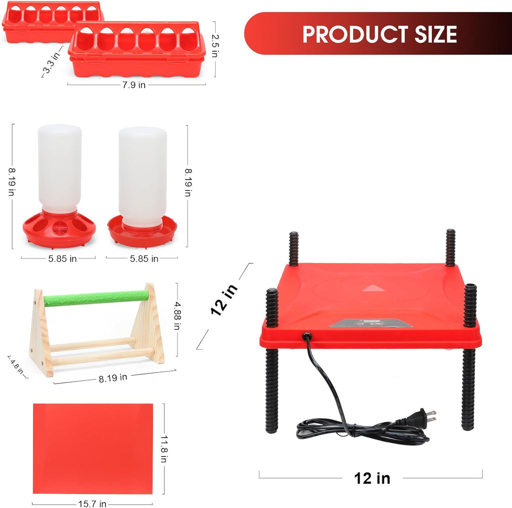Chick Brooder Box Small Animal Playpen Chick Starter Kit Brooding Playpen with Chicks Heating Plate Perch Feeder