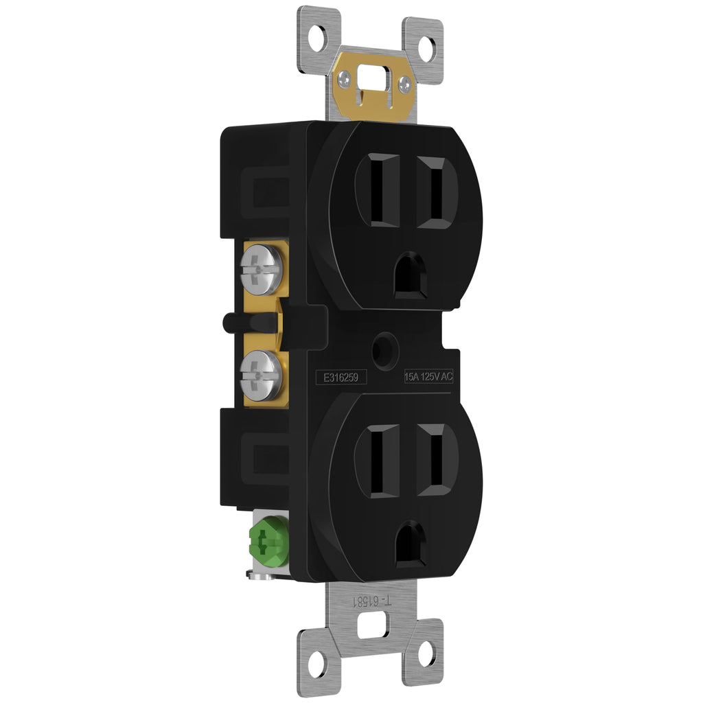 ENERLITES 10 Pack Duplex Wall Outlet, 15 Amp Electrical Receptacle, Black
