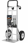 2-in-1 Convertible Hand Truck & Dolly - 800 lb Capacity Heavy Duty Folding Platform Cart with Rubber Wheels for