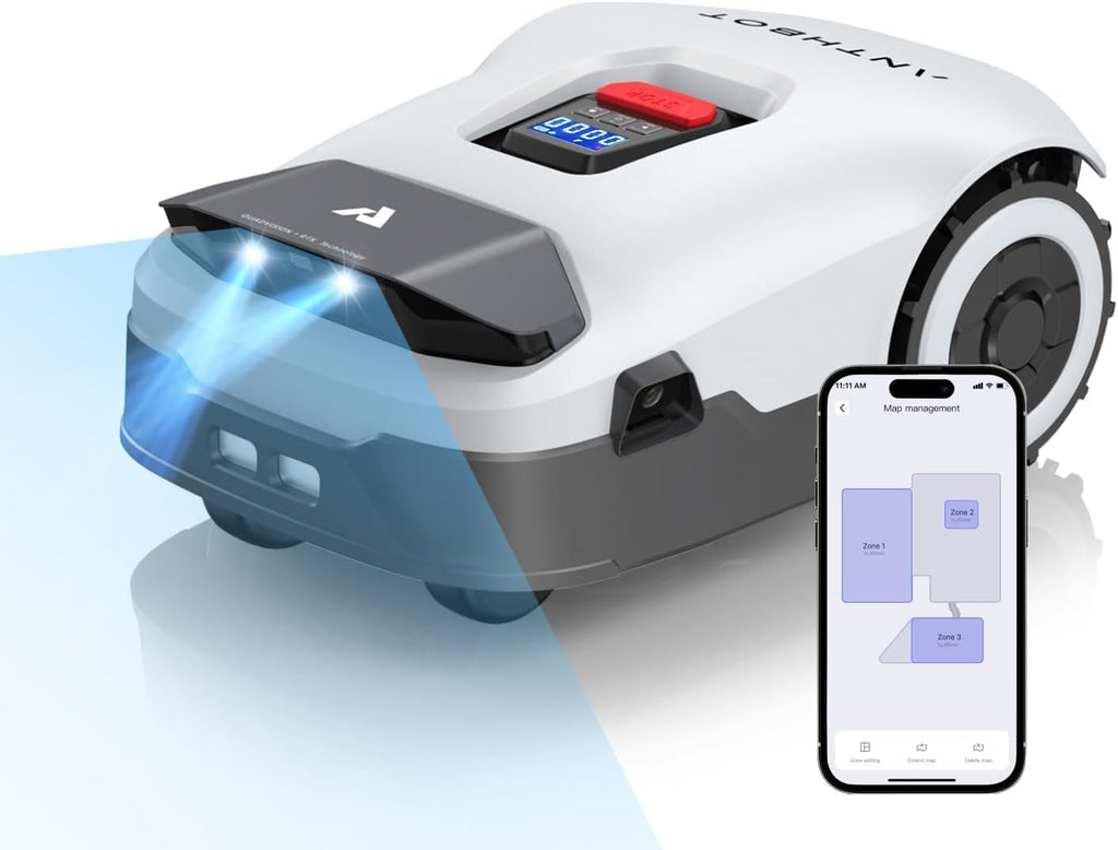 Genie3000 Robot Lawn Mower - NO Wire, Full Band RTK+4-Eye Vision Robotic Lawnmower for 3/4 Acre, Auto Mapping