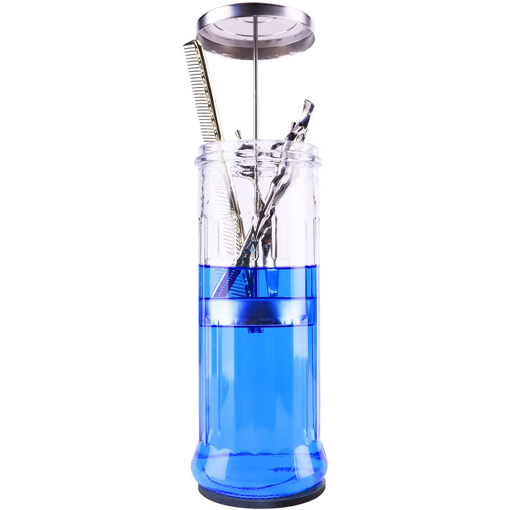 Glass Disinfectant Jar, 50 Oz Large Sterilizing Jar for Manicure & Pedicure Implements, Salon Barber Tools - 11.7"H x