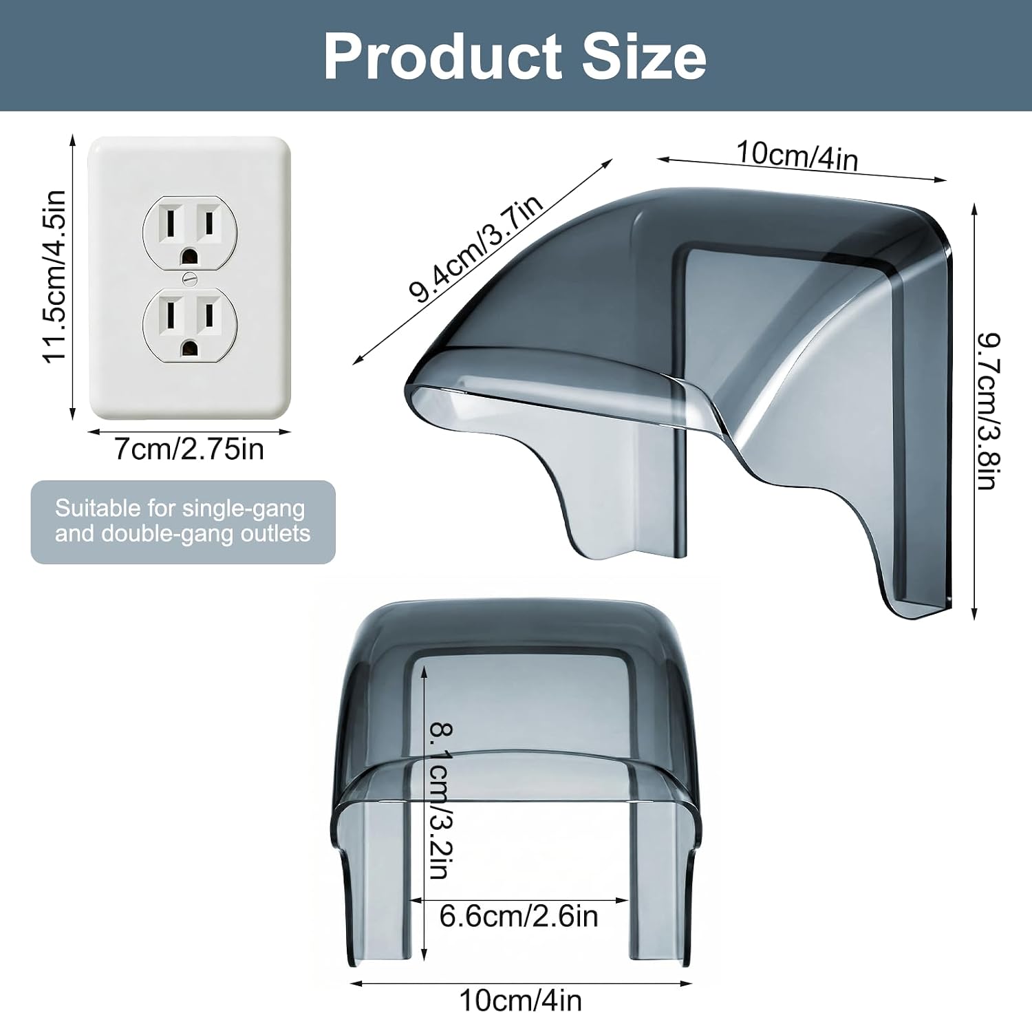 Outdoor Waterproof Outlet Cover for Single-Gang Duplex Receptacle (NEMA 5-15R), Weatherproof Electrical Socket