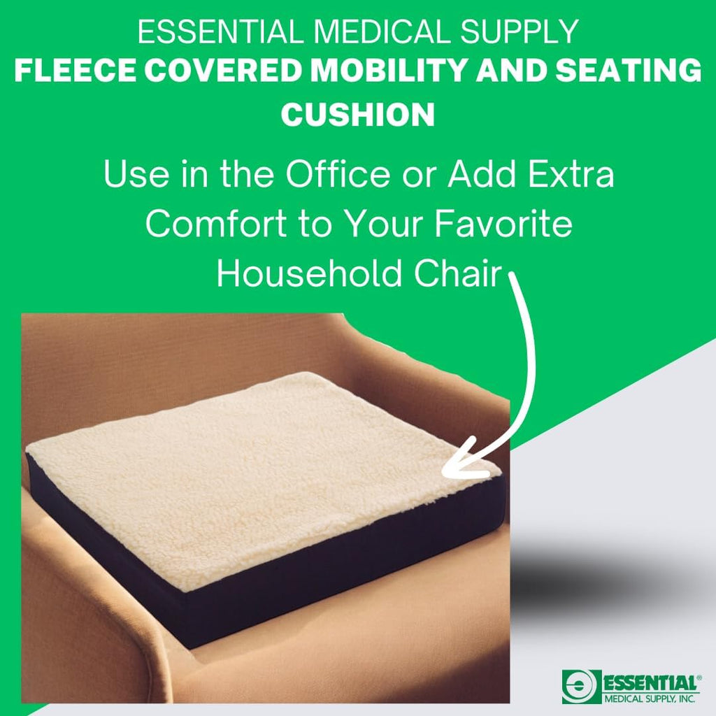 Fleece Covered Mobility and Comfort Seat Cushion - Comfortable Wheelchair Seat Cushions, Extra Padded Support for the