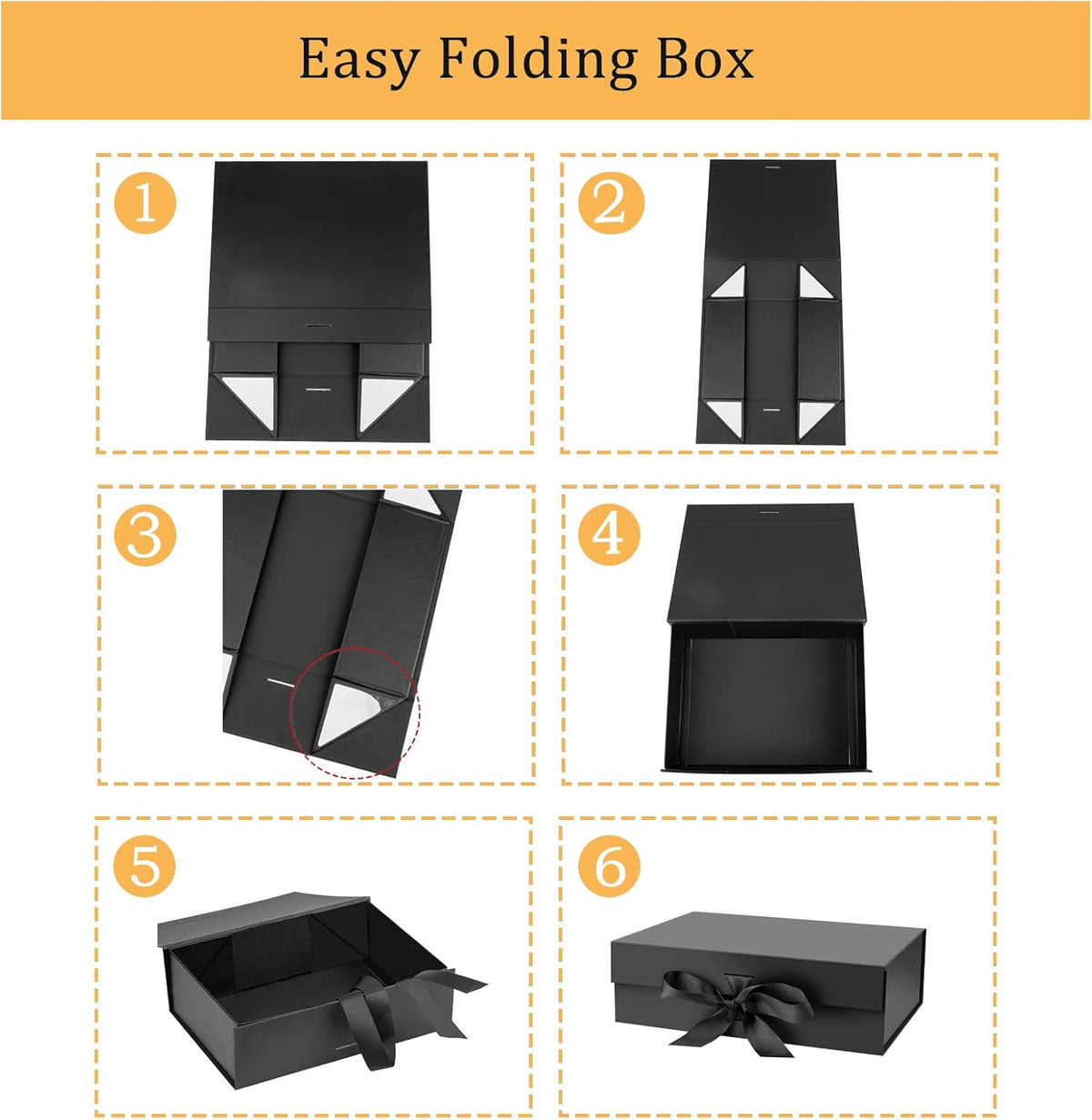 10.5"x7.5"x3.1" Black Magnetic Gift Box with Lid for Presents