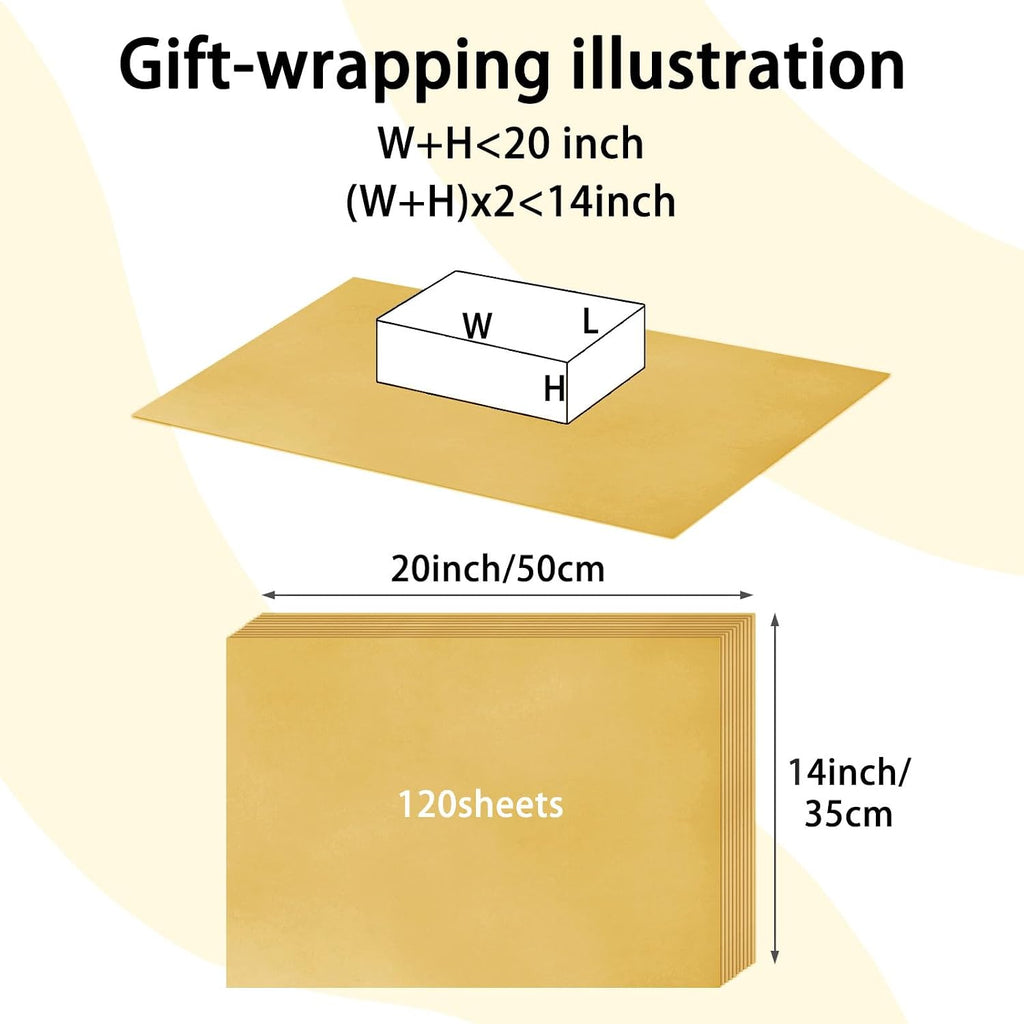 120 Sheets 14 x 20 Inch Gold Tissue Paper for Gift Bag Wrapping