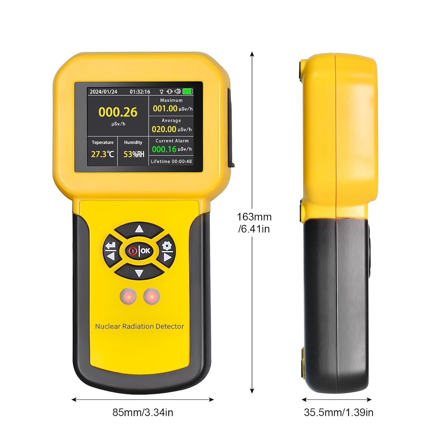 Geiger Counter Radiation Detectors, 0.0μSv-500mSv Nuclear Radiation Meter | Radioactive Detector Detect Beta Gamma