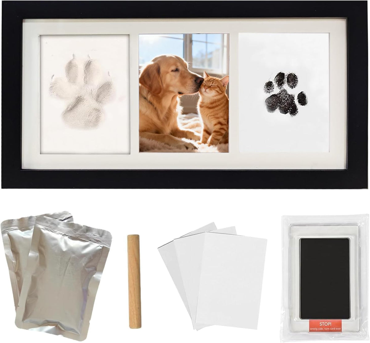 Paw Print Impression Kit for Dogs and Cats, 2 Clay, Large Ink Pad, Pet Memorial Keepsake, DIY Memorial Gift for Pet