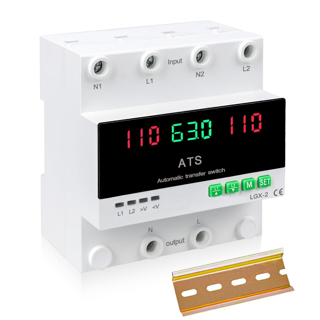 63A 110V Automatic/Manual Transfer Switch Dual Power 2P ATS for Generator