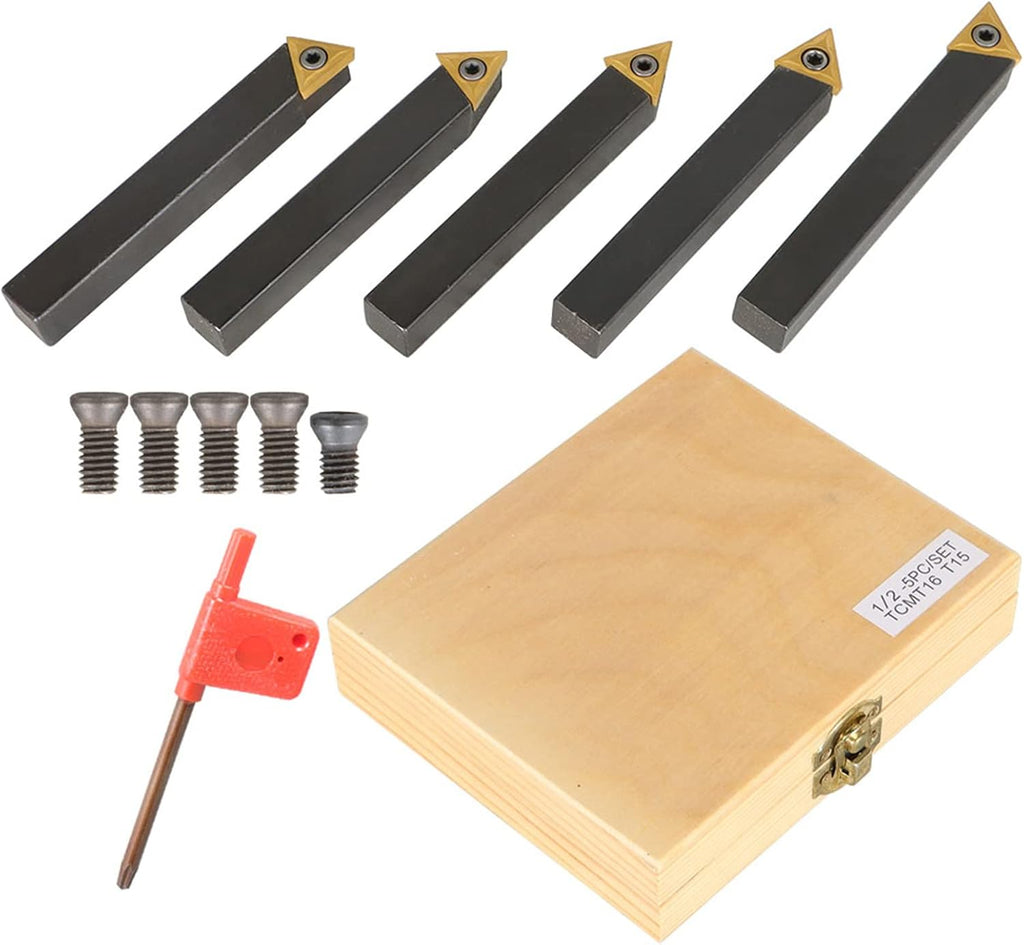 findmall 5Pcs 1/2 Inch Indexable Carbide Lathe Turning Tool Holder
