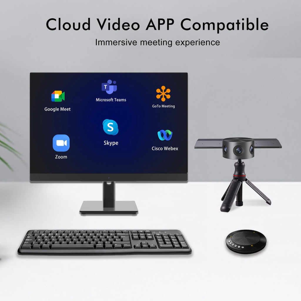 Panoramic 180° Video Camera, Immersive Video Conference Experience, both Overall and Speakers’ Close-up view, 1080P