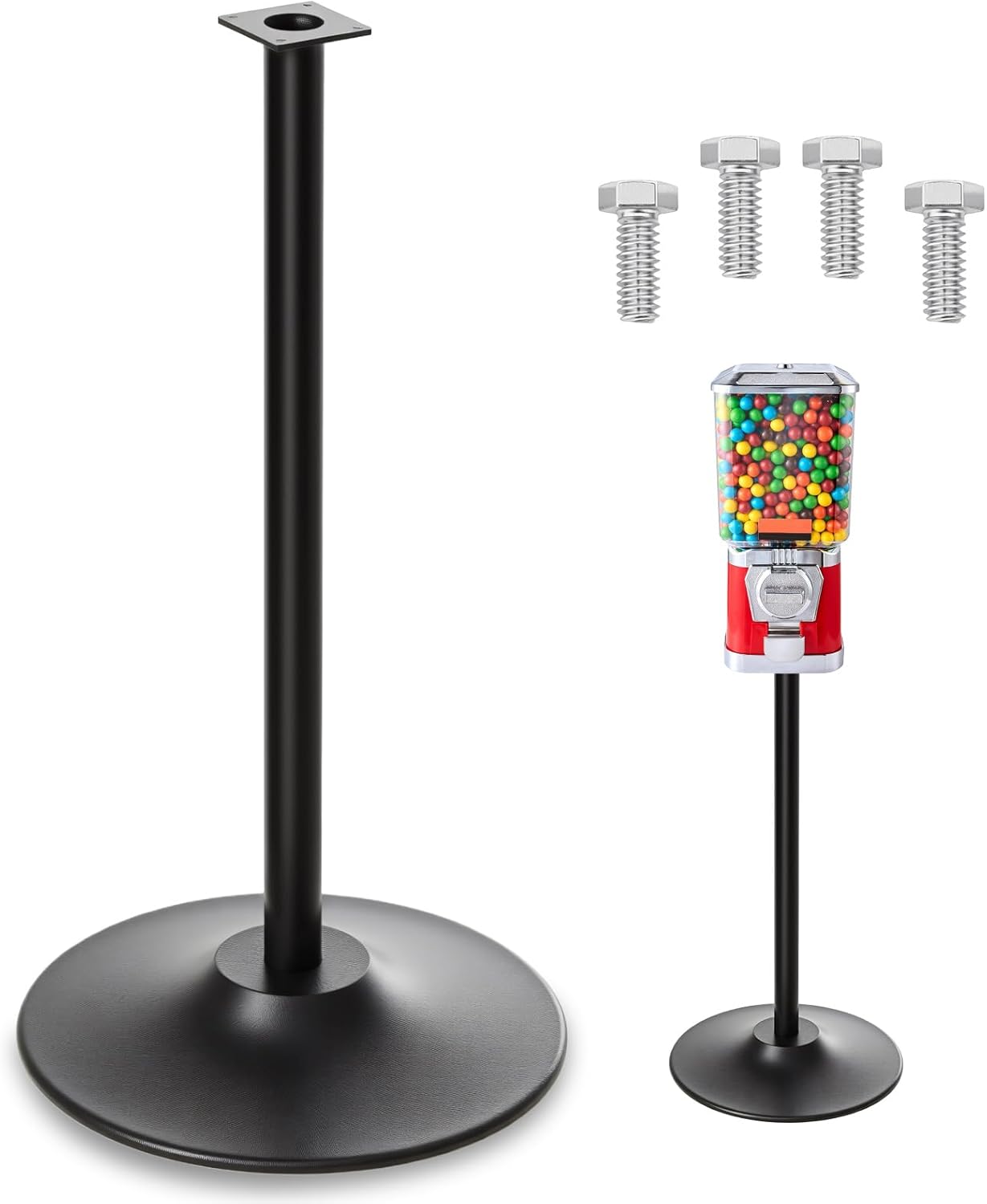 Gumball Machine Stand Only Single Metal Display Floor Stand Heavy Duty for Candy Popcorn Vending Cast Iron 28'' Tall