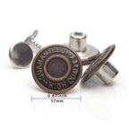 17mm Brass Jeans Buttons, No Sew Metal Tack Buttons Replacement Kit