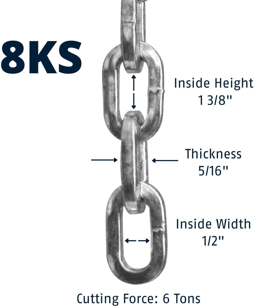 Hardened Steel 8KS/16 Thick Square Security Chain | for Bikes, Containers, Trailers, ATV's, Motorcycles and