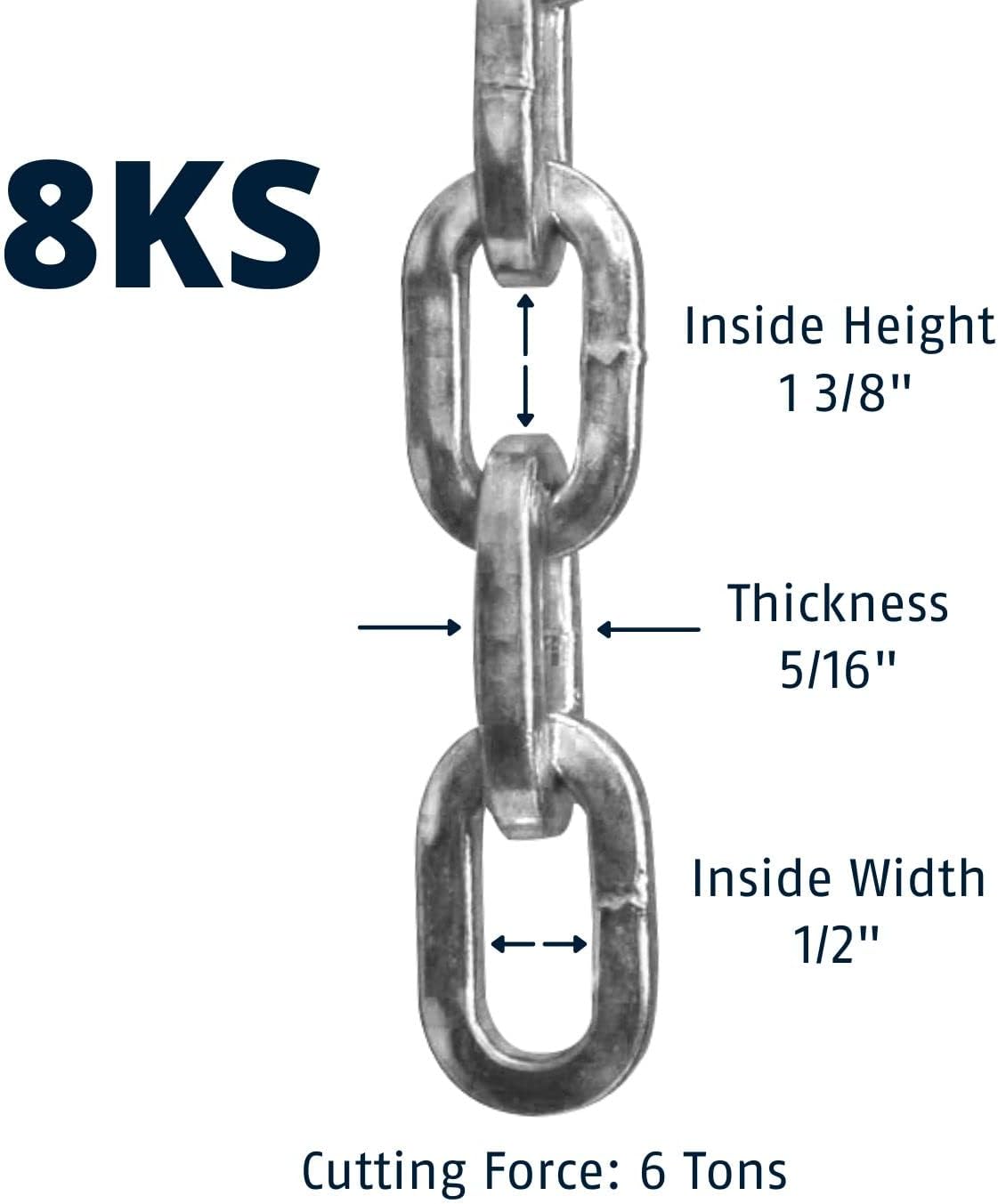 Hardened Steel 8KS/16 Thick Square Security Chain | for Bikes, Containers, Trailers, ATV's, Motorcycles and