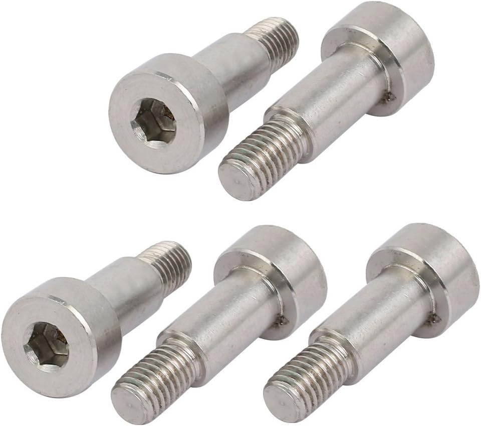 uxcell 304 Stainless Steel Hex Socket Shoulder Bolt 10mm Shoulder Dia 18mm Shoulder Length M8 Thread 5pcs