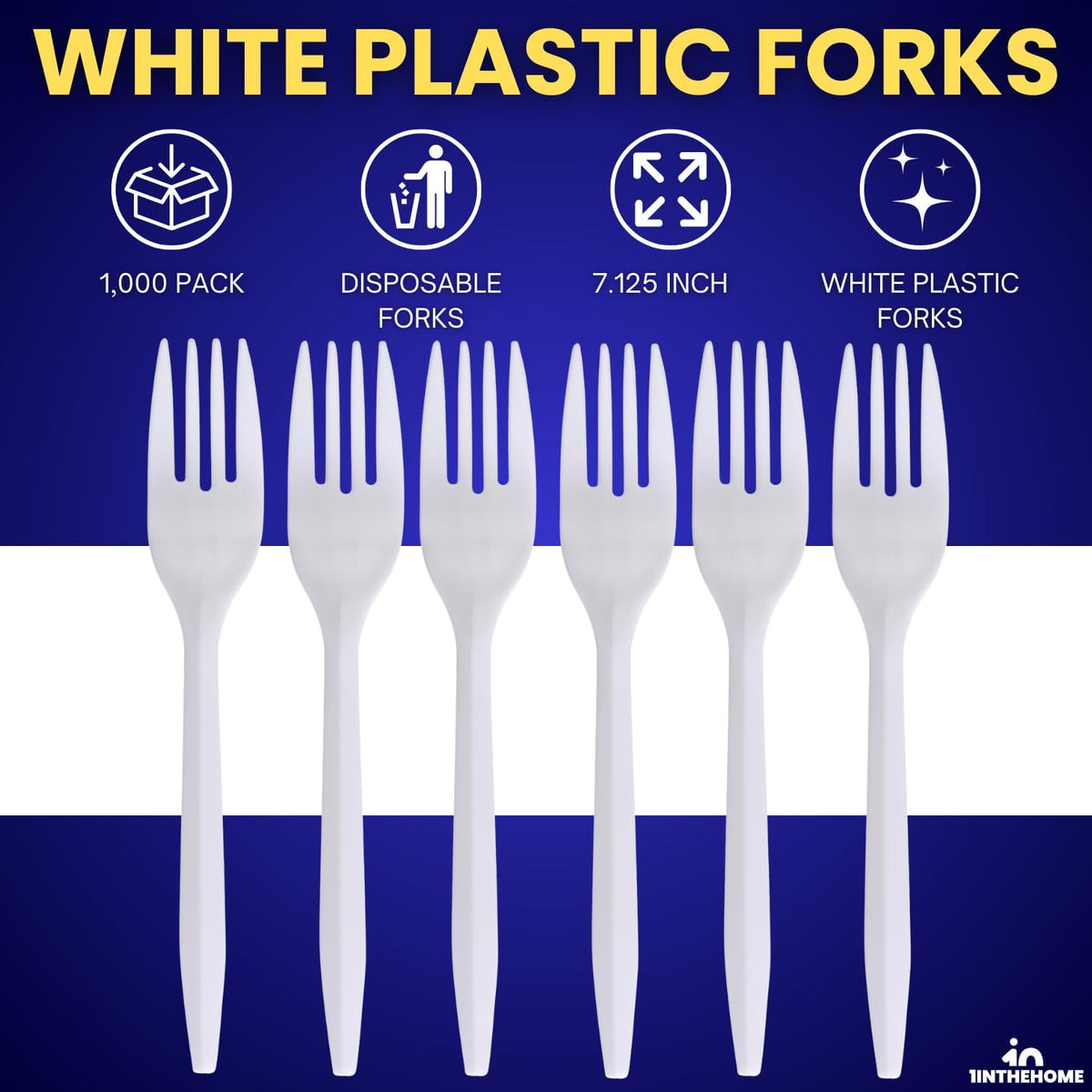 Plastic Forks Bulk, Disposable Medium Weight Cutlery, Heavy Duty White, 1000 Pack