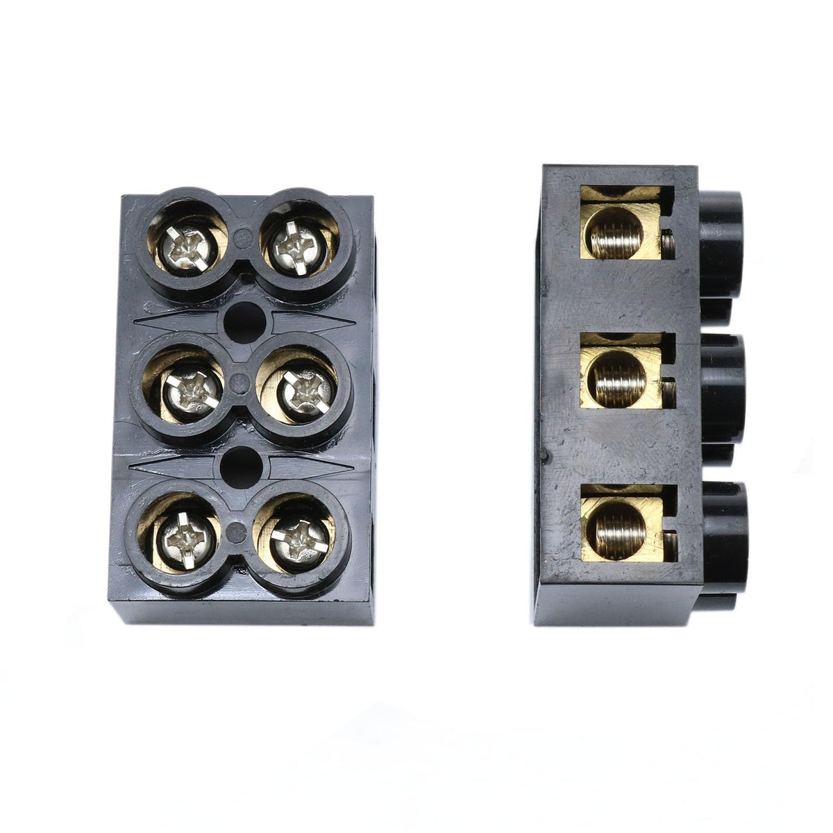 2 Pack 500V 60A 3 Position Double Row Screw Terminal Block