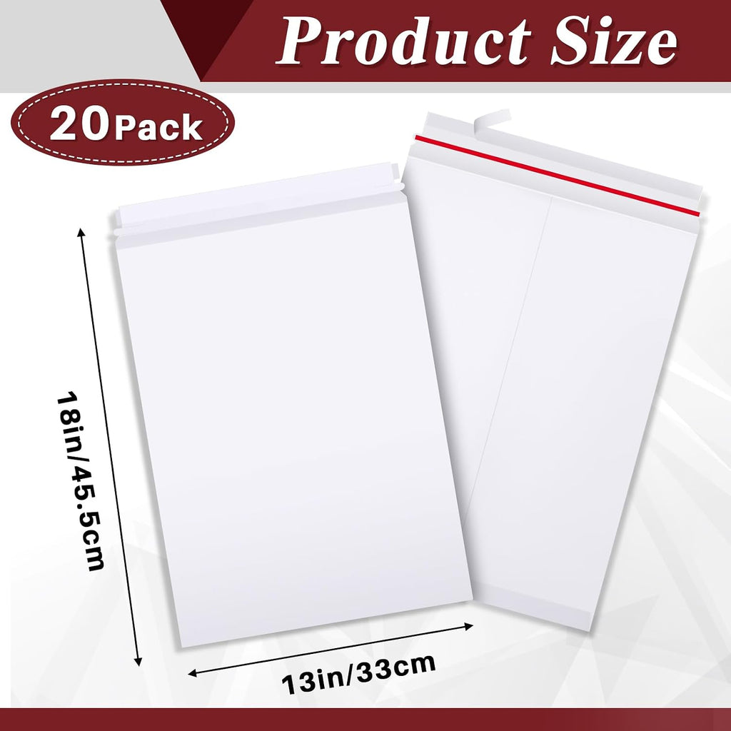 20 Pcs 13 x 17.75 Inch Large Rigid Mailer, White