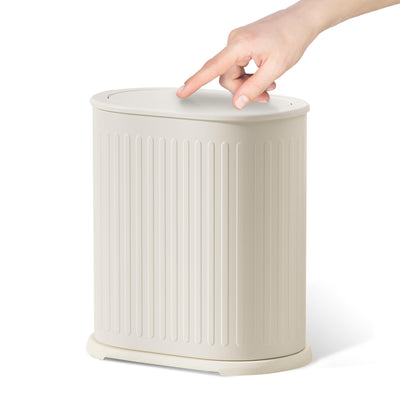 Small Bathroom Trash Can with Lid Push Top,Dog Proof Wastebasket