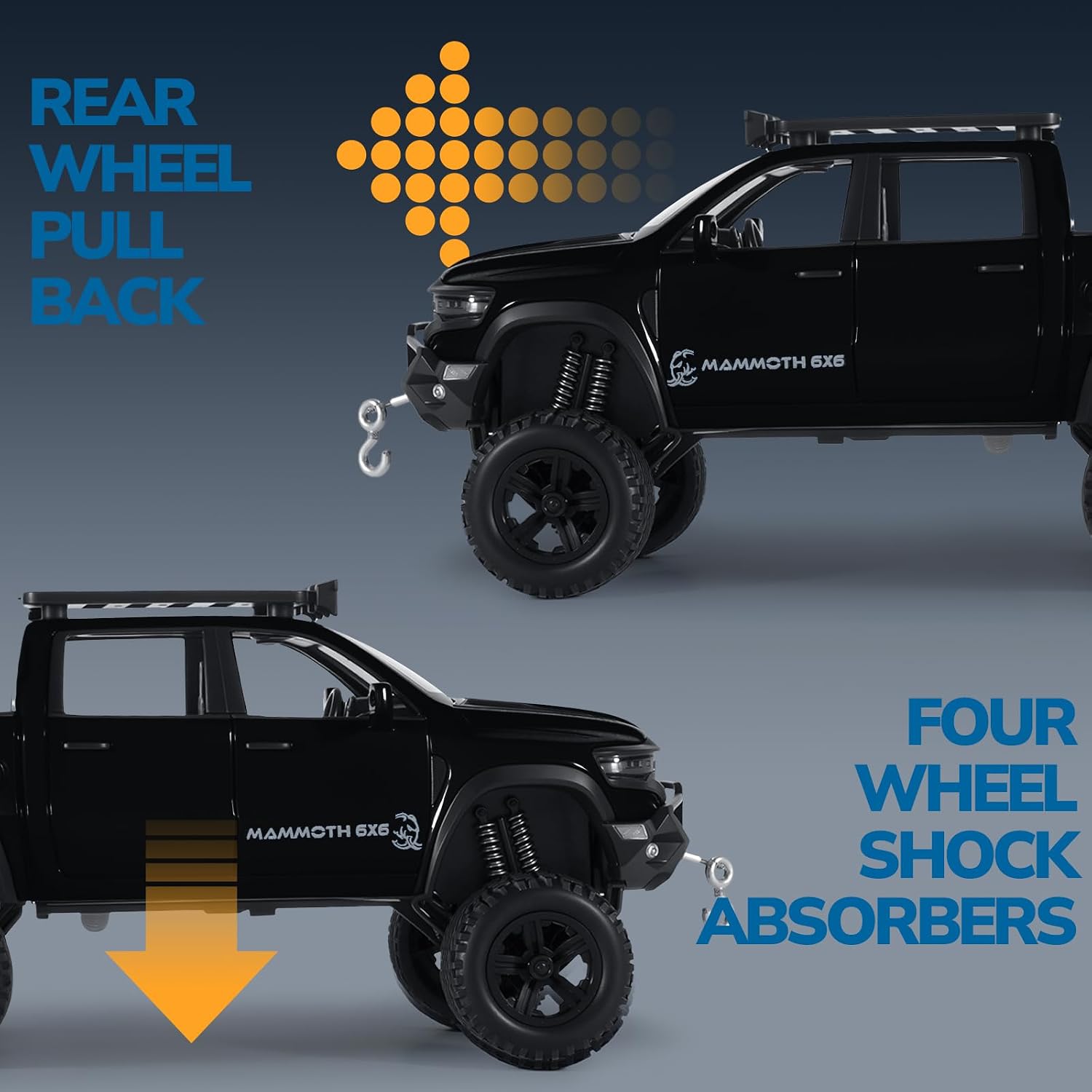 Toy Trucks for Boys 1/32 Diecast Trucks Metal Mammoth Model Truck Toy | Collectible Pickup Truck Model Kit,Pull Back