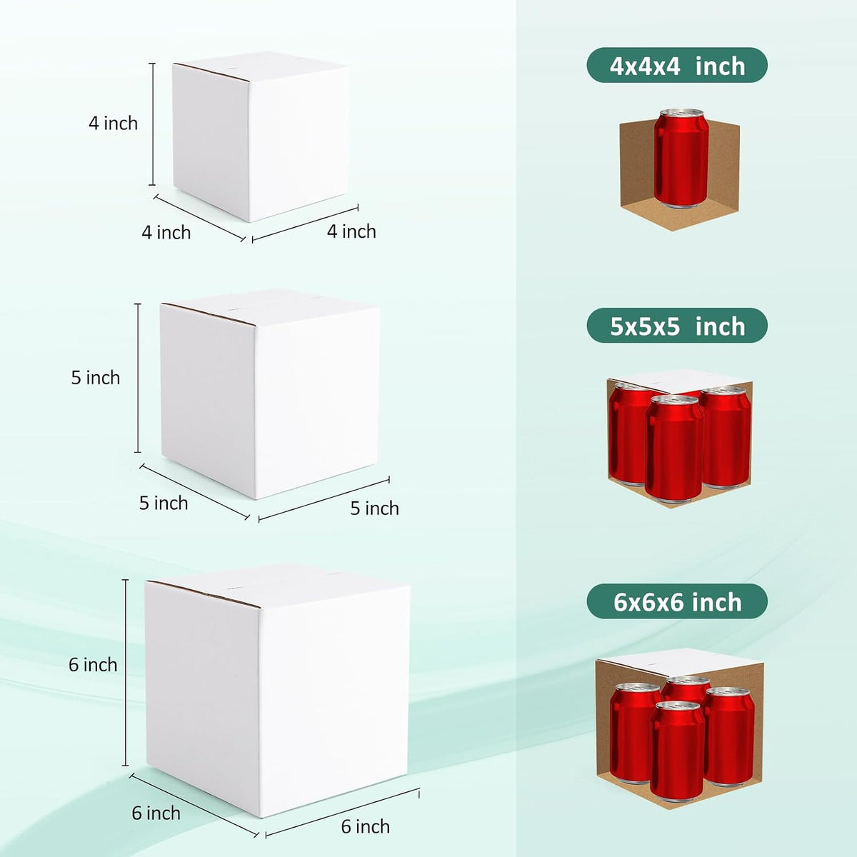 30 Pack Small Shipping Boxes Assorted Sizes, 4x4x4 & 5x5x5 & 6x6x6 10 PCS Each Small Boxes, White Corrugated Box