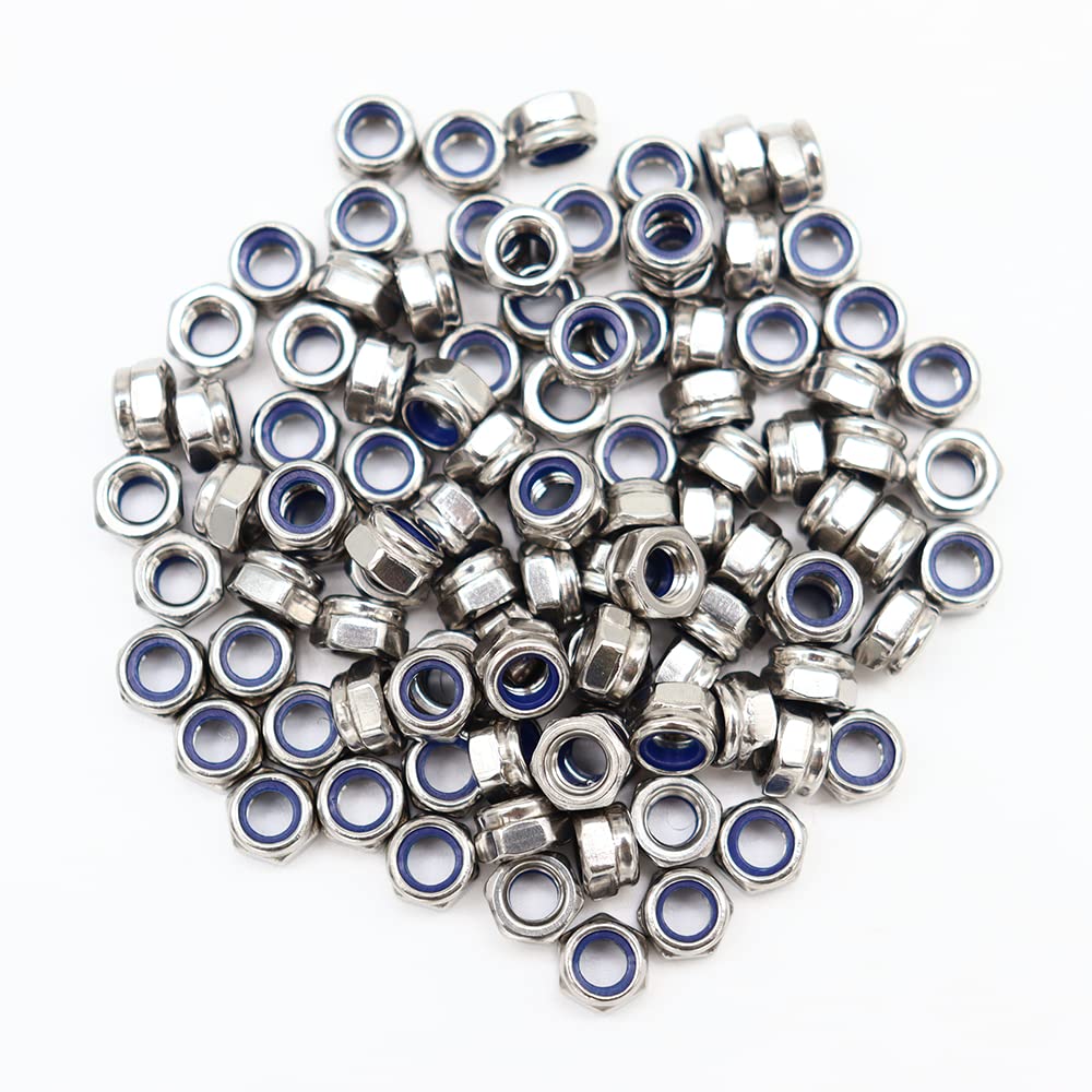 M5‑0.8mm Lock Nuts, 100Pcs Stainless Steel Nylock Insert Locking Nuts