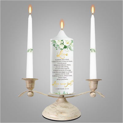 Unity Wedding Candles Ceremony Set with Holder, Stable Rustic Unity Candle Stand, Christian Unity Wedding Candle Set