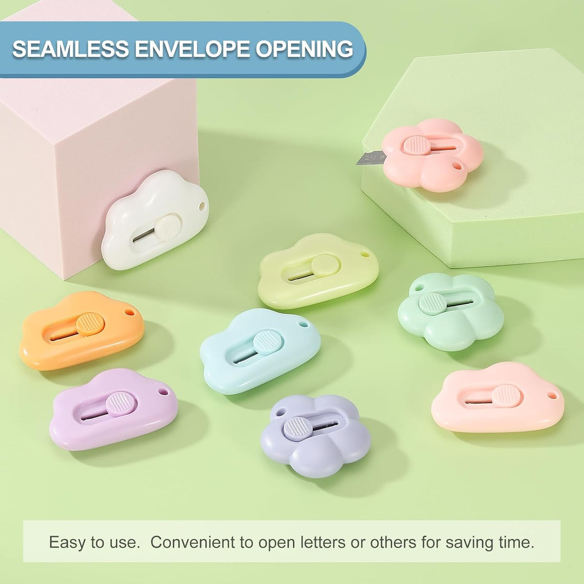 Box Cutters, 4 Pcs Retractable Letter Opener Cloud Shaped Small Package Opener Envelope Slitter for DIY Envelope Mail