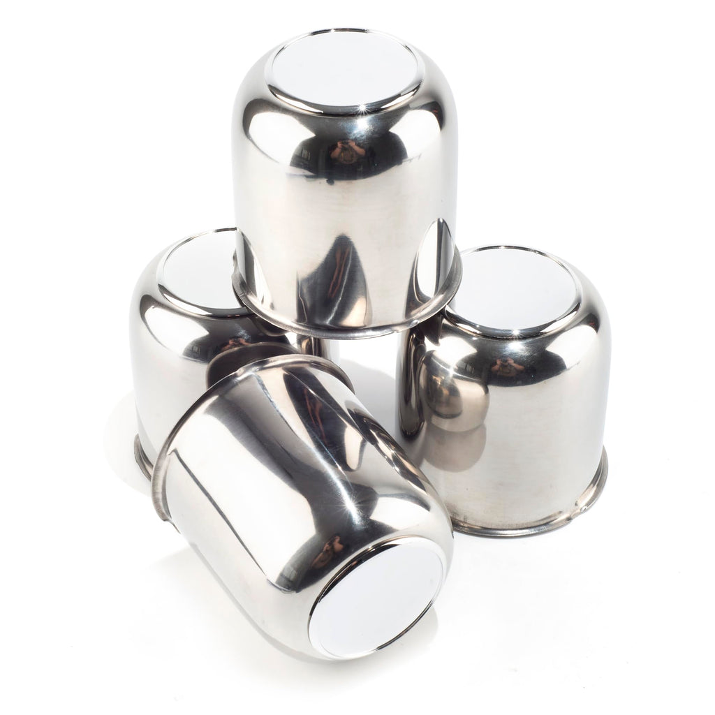 4Pcs 3.27" Stainless Trailer Wheel Center Caps, 3.41" H Chrome