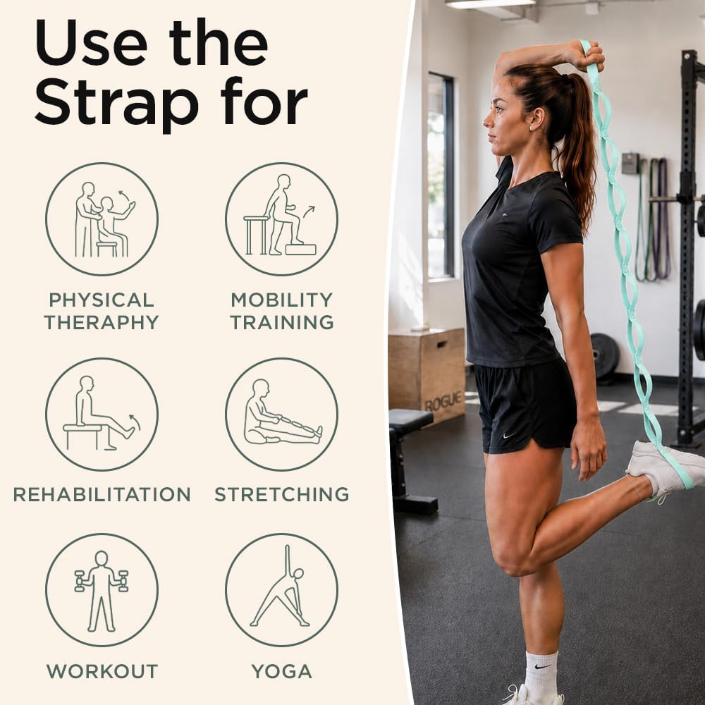 Stretching Strap with 10 Loops for Physical Therapy & Rehab