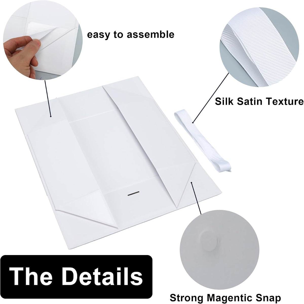13"x9"x4" Large White Magnetic Gift Box with Lid and Ribbon