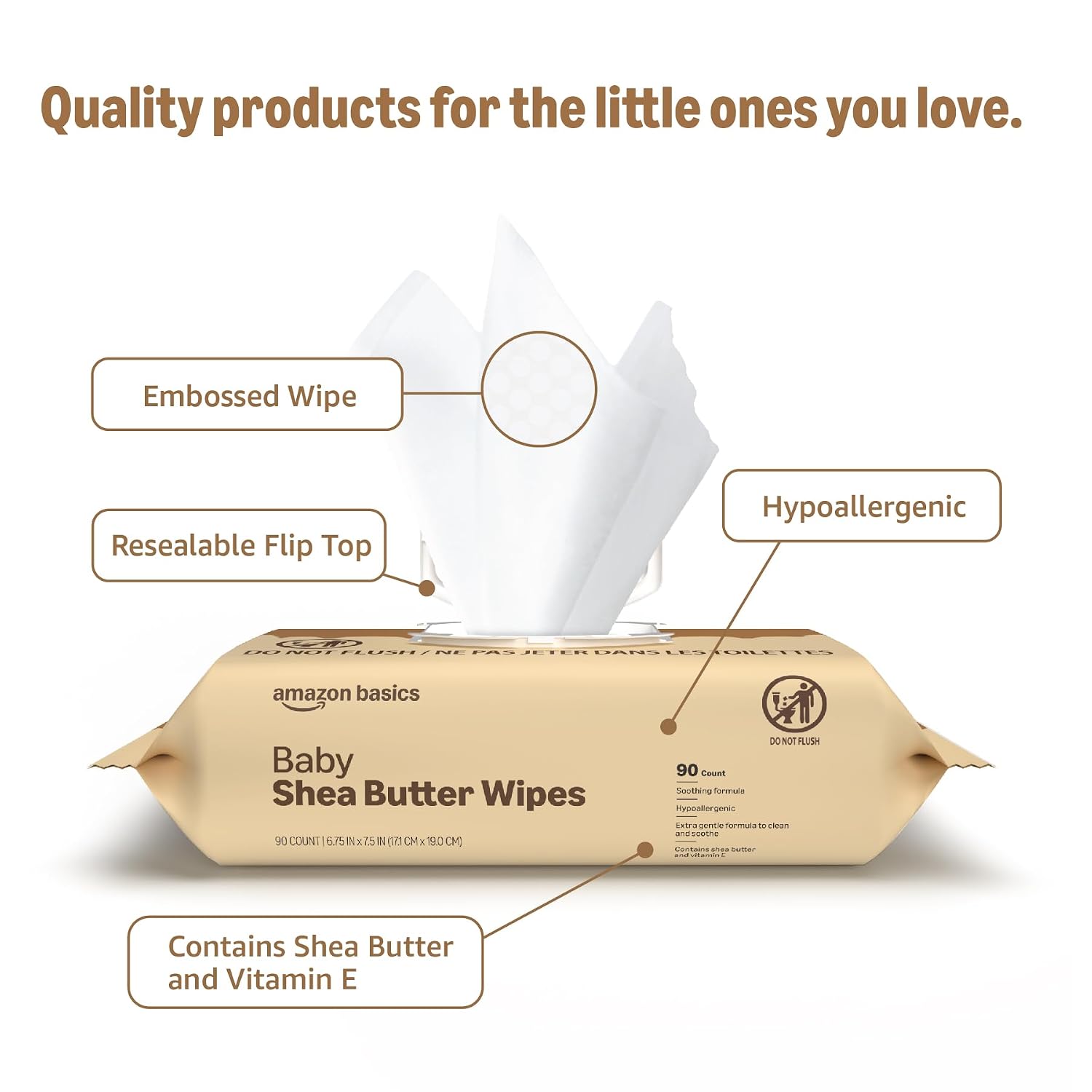 Shea Butter Baby Wipes, Hypoallergenic, with Vitamin E and Aloe, 6.75 x 7.5 Inch, 810 Count (9 Packs of 90 Wipes Each)