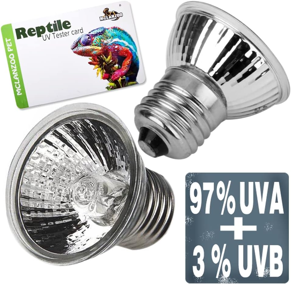 UVA UVB Reptile Light Bulbs 4 Pack 50W,Basking Light Heat Lamp for Reptiles and Amphibian Tank Terrariums Cage for