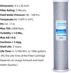 Geekpure 20 Inch Whole House Carbon Block Water Filters-4.5" x 20"-5 Micron