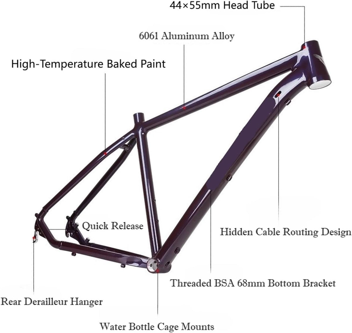 Hardtail All-Terrain Mountain Bike Frame - 27.5"/29" Aluminum Semi-Internal Routing Disc Brake Quick Release