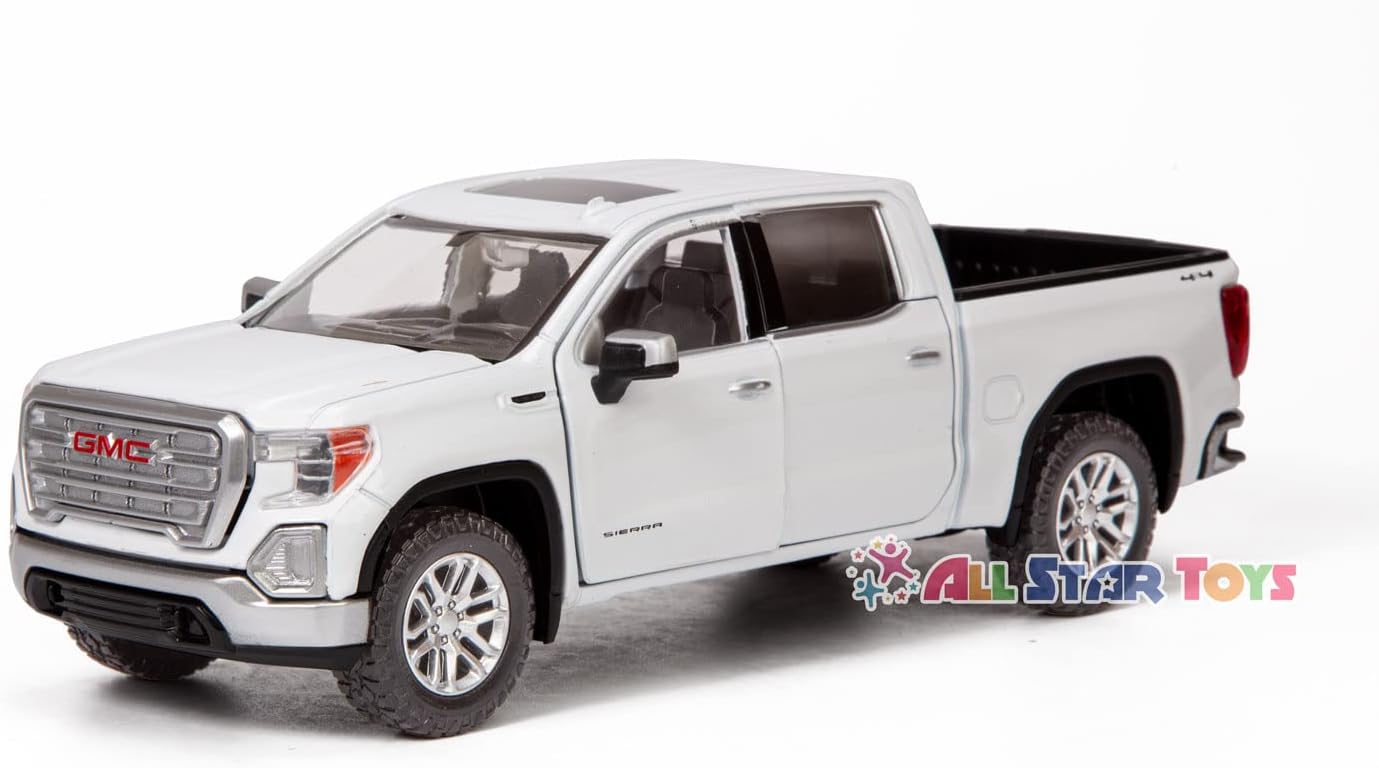 2019 GMC Sierra 1500 SLT Crew Cab 4x4 Pickup Truck with Sunroof White Timeless Legends Series 1/24-1/27 Diecast Model