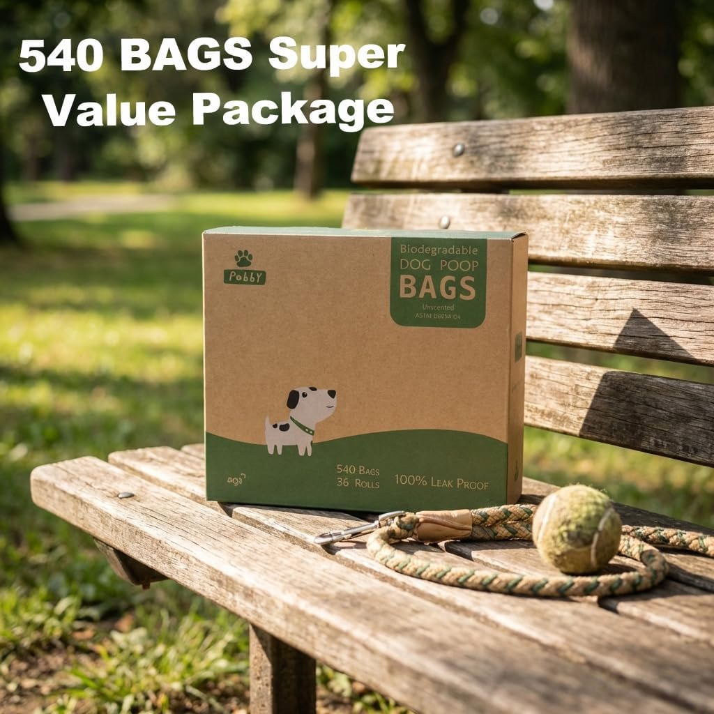 Dog Poop Bags Rolls 540 Count, Unscented Refill Rolls, 9" X 13" Doggie Poop Bags, Dog Waste Bags BY PobbY
