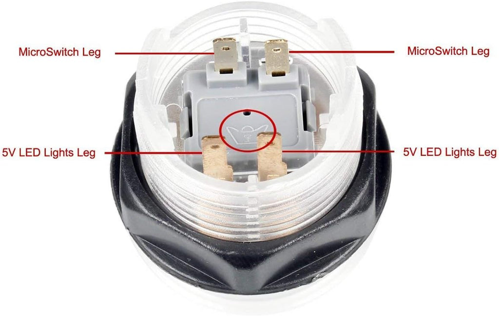 5X 24mm Full Color LED Illuminated Push Button Built-in Switch 5V Buttons for Classic Arcade Joystick Games Mame