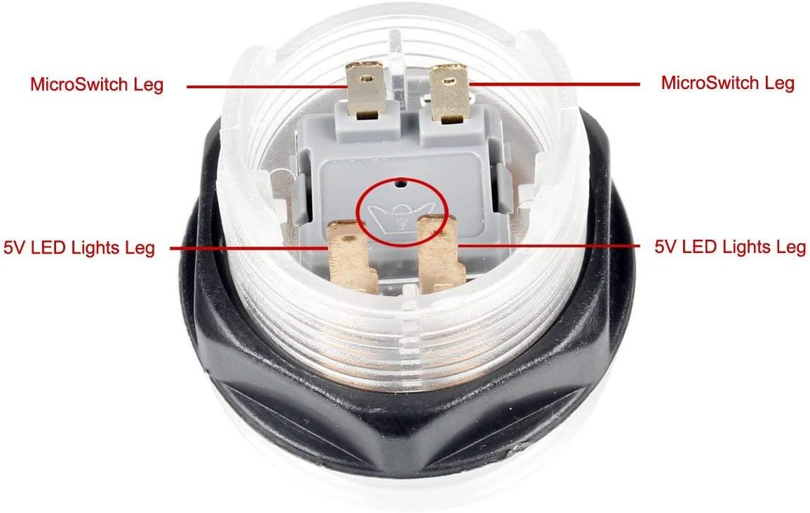 5X 24mm Full Color LED Illuminated Push Button Built-in Switch 5V Buttons for Classic Arcade Joystick Games Mame