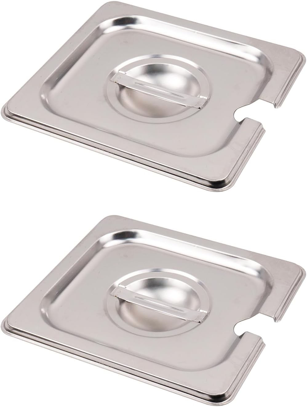 2PCS Stainless Steel 1/6 Size Steam Table Pan Covers
