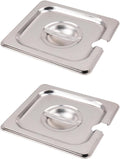 2PCS Stainless Steel 1/6 Size Steam Table Pan Covers